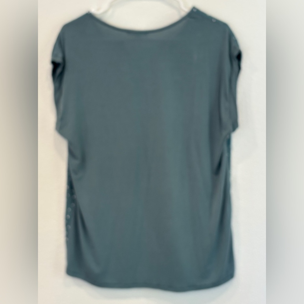 EUC!! PAPERMOON Reece Mixed Material Teal Blouse - Size L - Picture 5 of 9